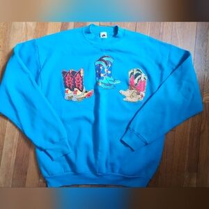 Vintage Handmade Cowboy Boot Crewneck